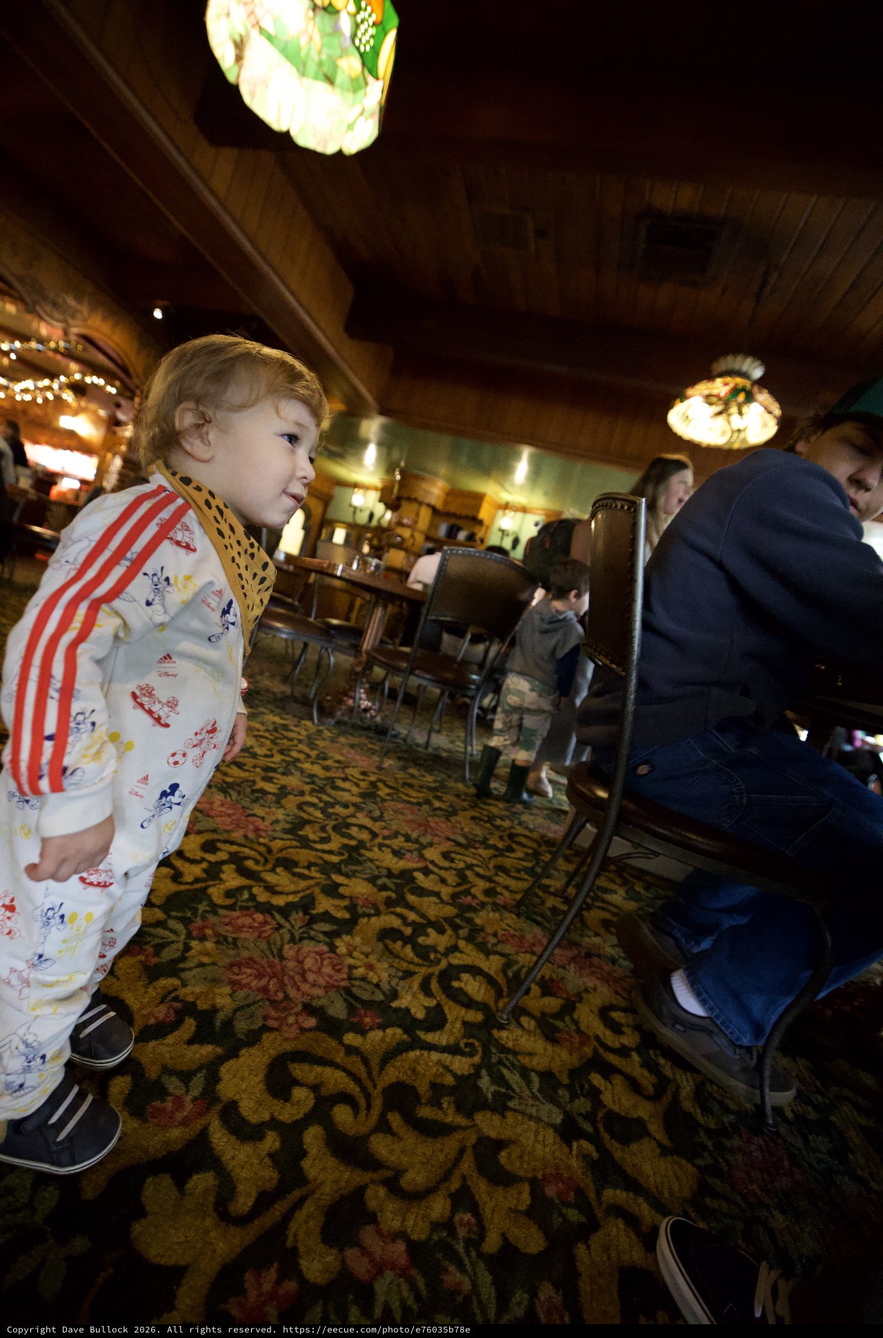 Young Child Exploring Madonna Inn Restaurant Interior