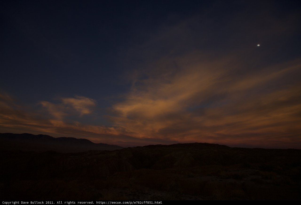 Desert Sunset with Moon and Cloud