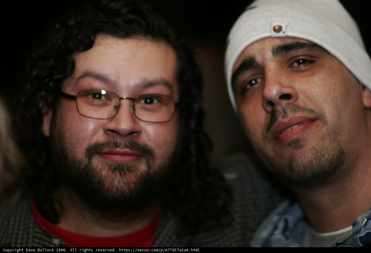 Two Bearded Men with Glasses and Beanies Strike a Pose