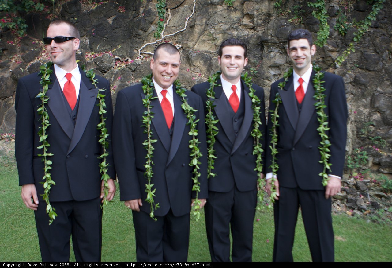 Four Suited Men in Hawaii