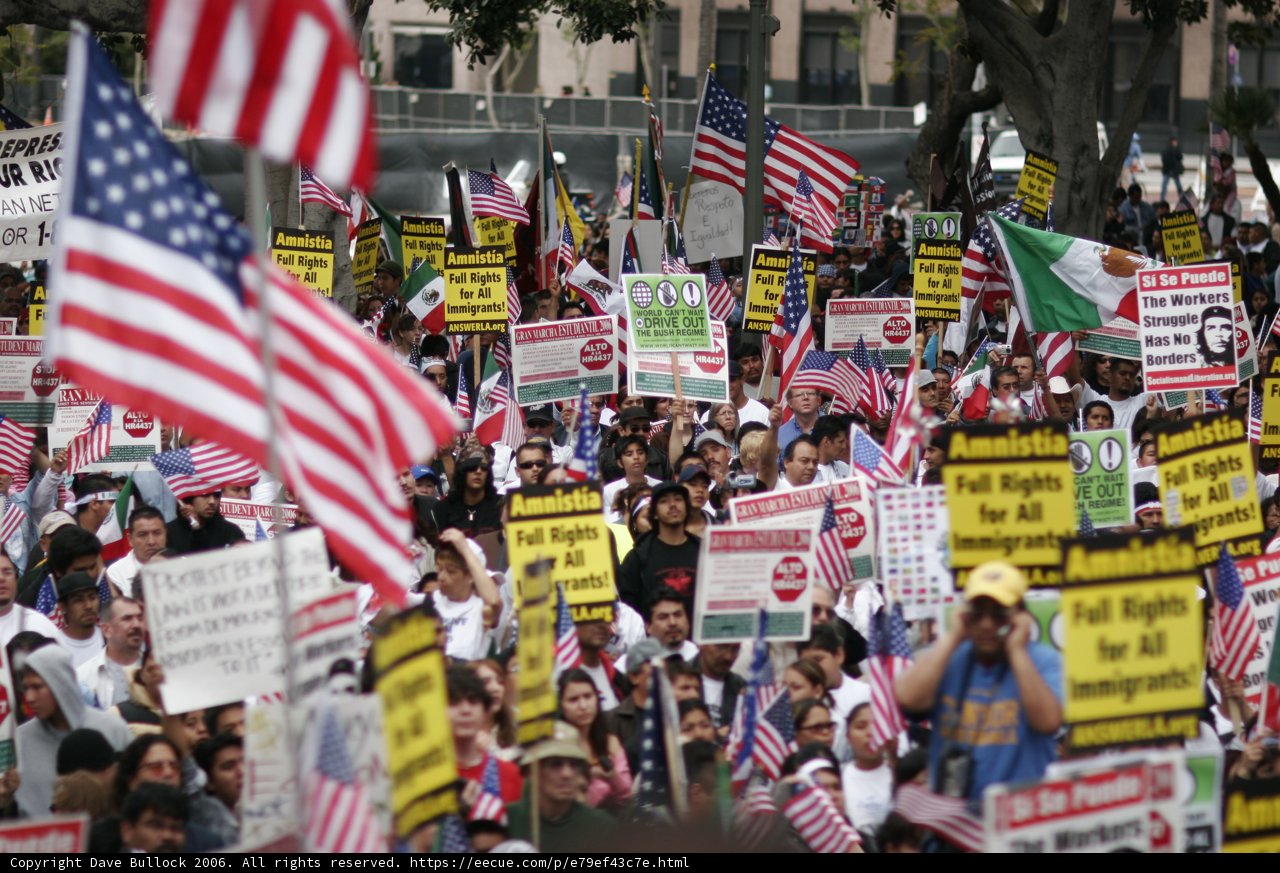 American and Mexican Flags at Student Protest