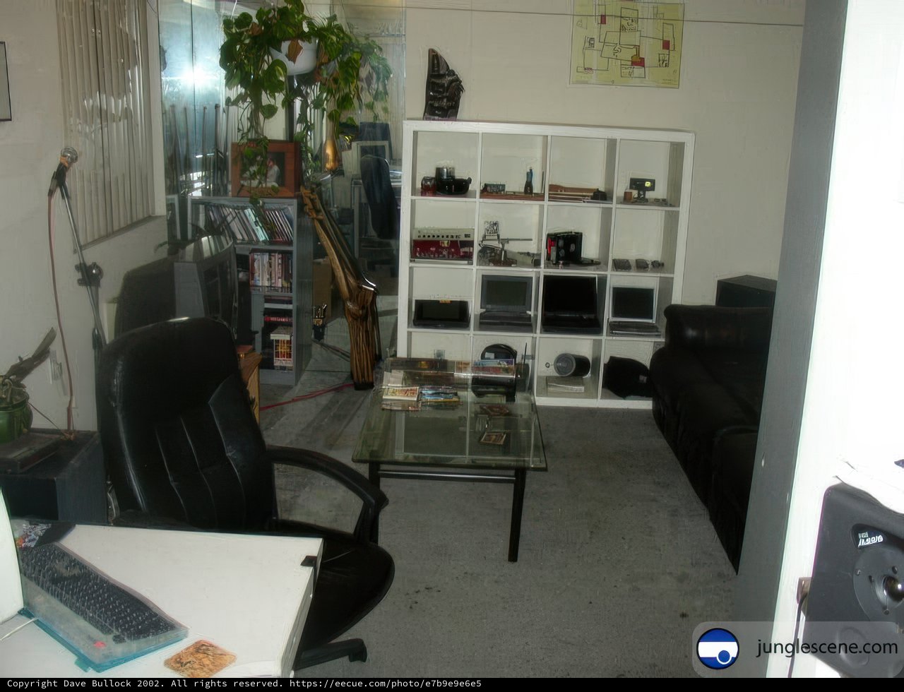 Black Leather Swivel Chair in Home Office