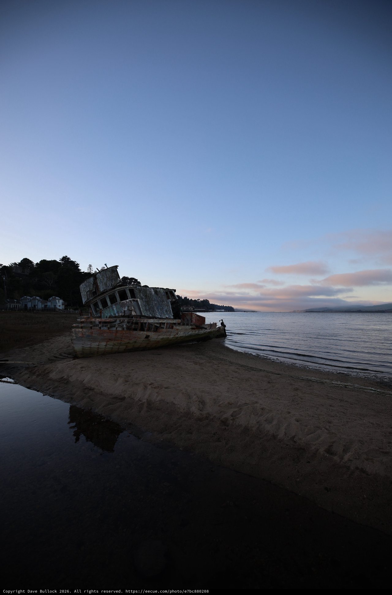 Abandoned Shipwreck at Twilight on Drakes Beach
