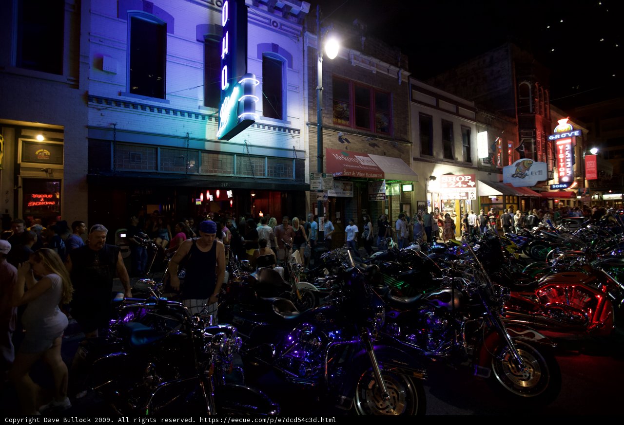 Night Gathering of Motorcycles