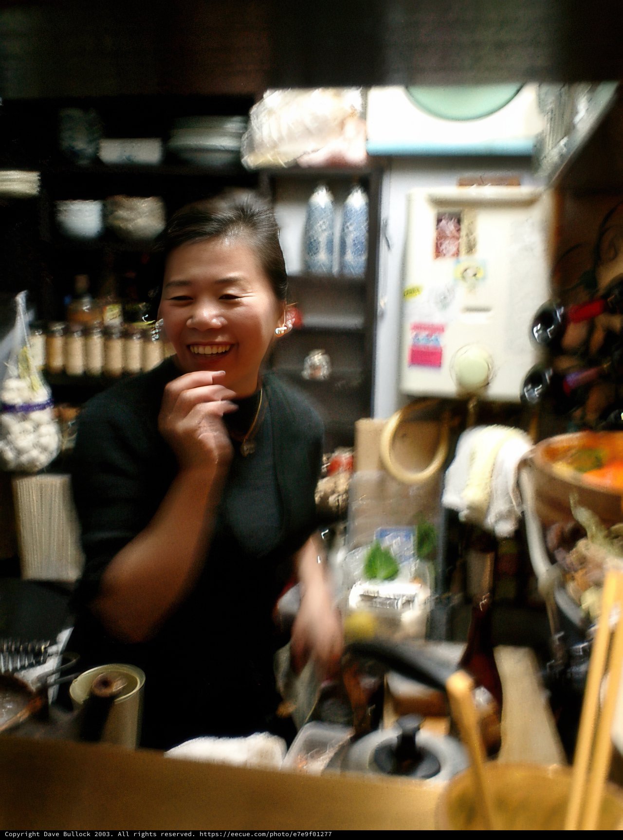 Smiling portrait in a cozy Tokyo restaurant