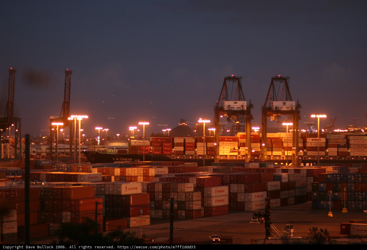 Dark Skies over Urban Shipping Terminal