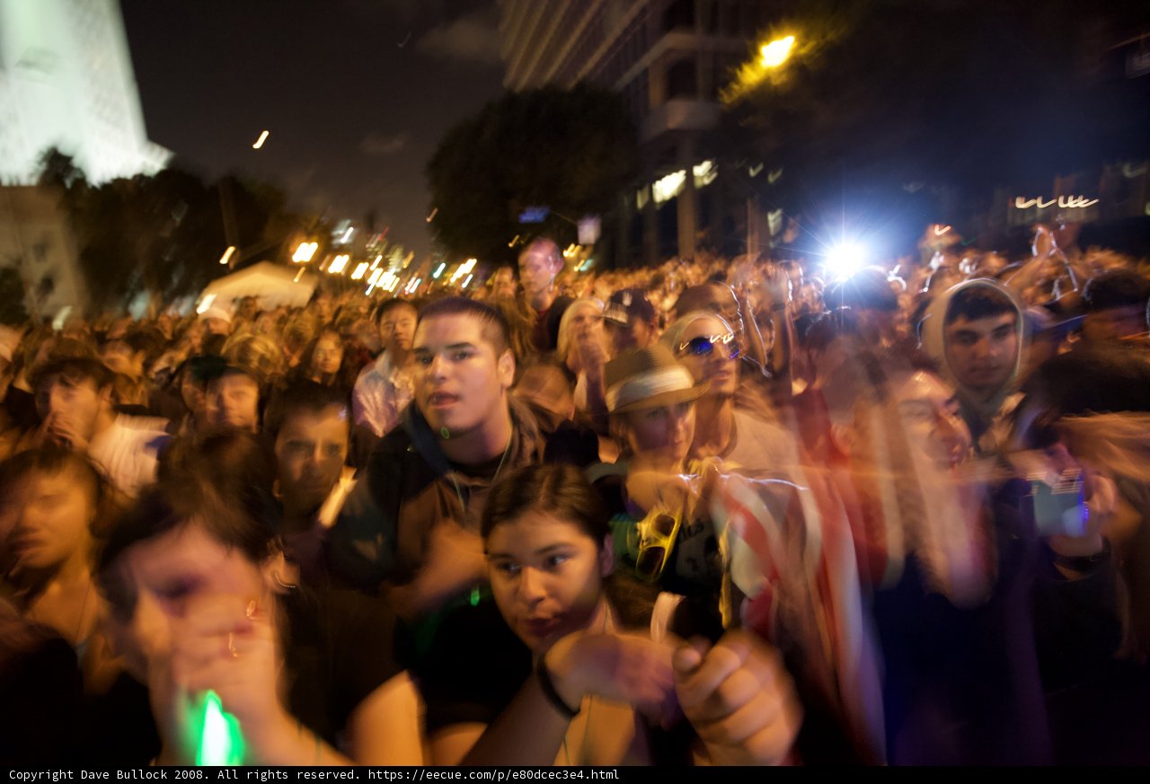 Nighttime Phone Crowd