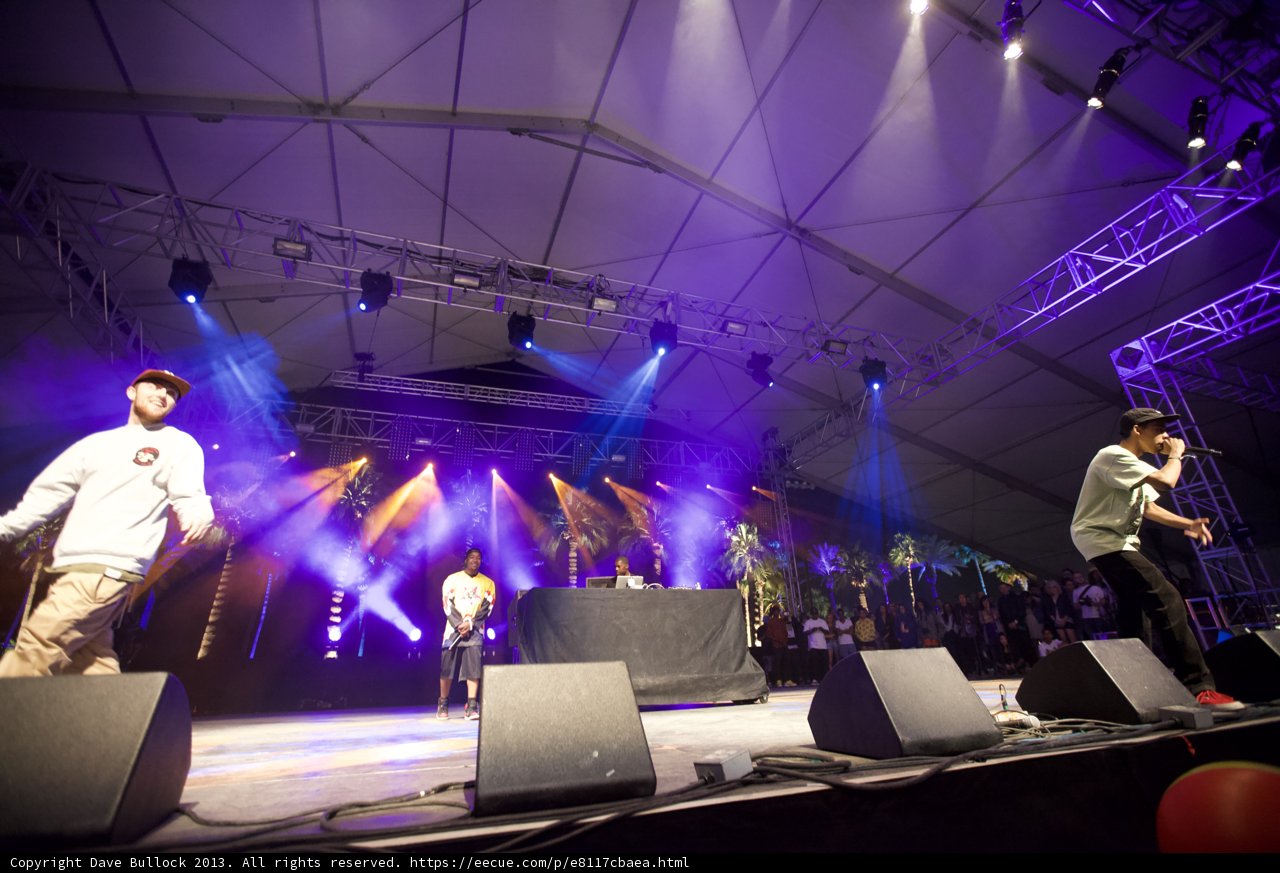 Stage Performance at Coachella featuring Mac Miller, Domo Genesis, and Flying Lotus