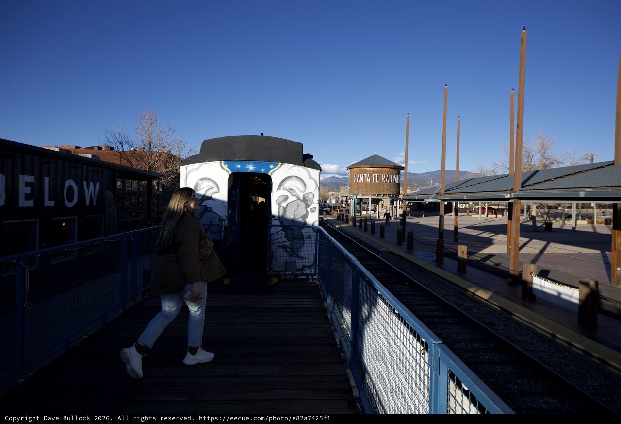 Pedestrian Bridge at Santa Fe Railway Station Sunset