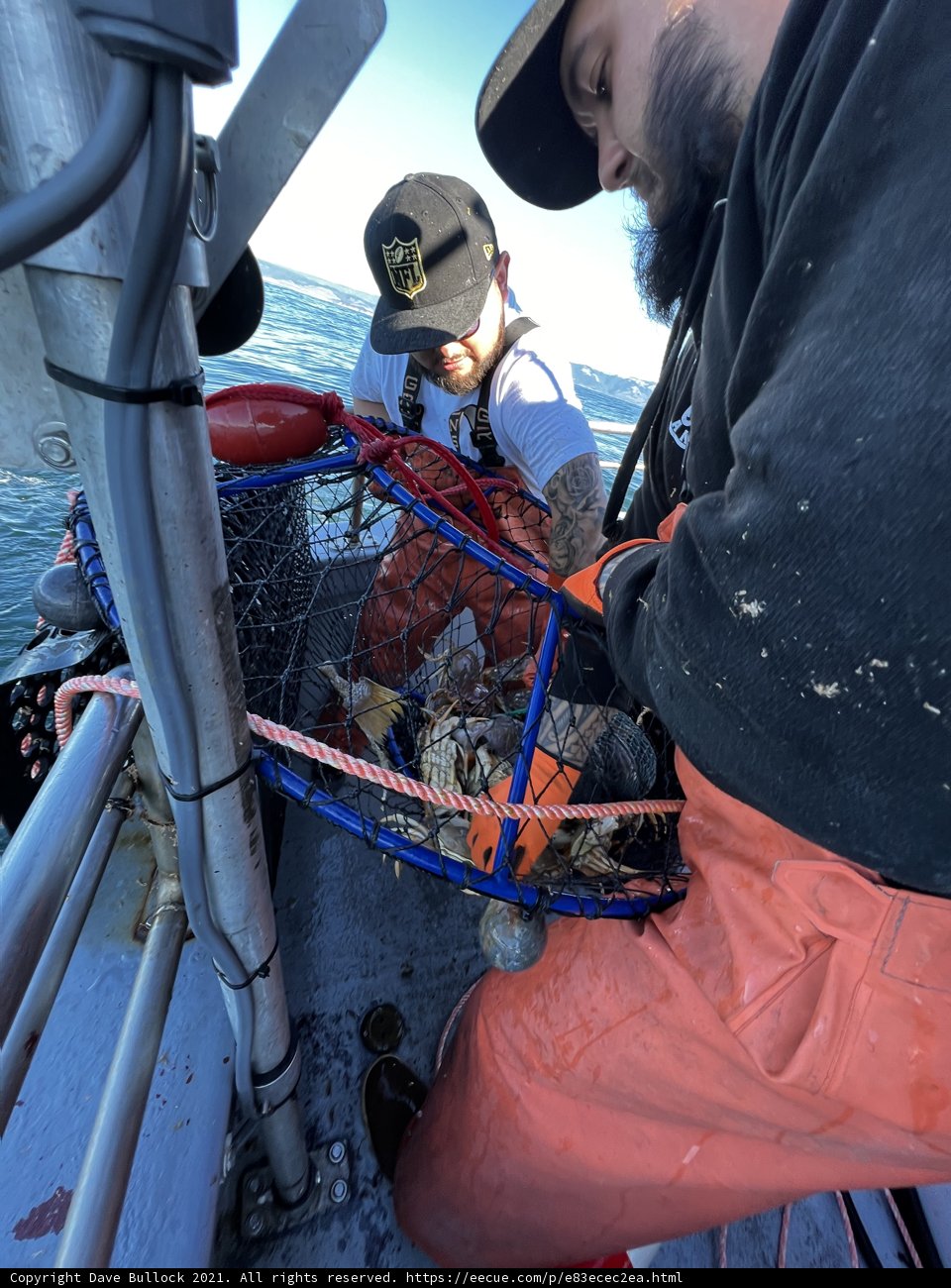 Two Men Hard at Work on Crab Traps in Gulf of the Farallones