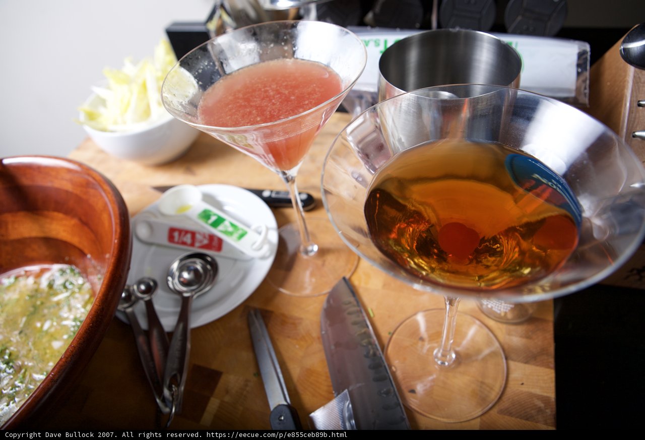 Cocktail hour on a Wooden Cutting Board