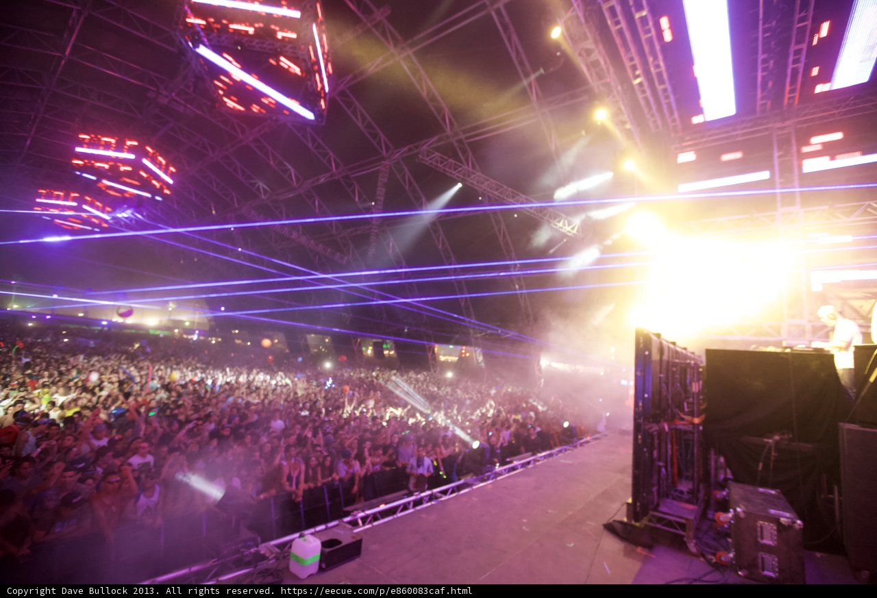 Purple Spotlight on the Rocking Crowd