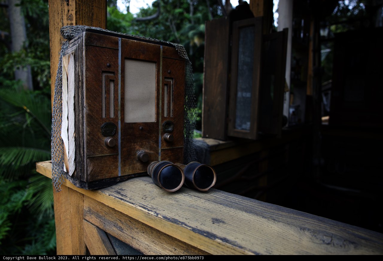 Vintage Binoculars on a Park Bench