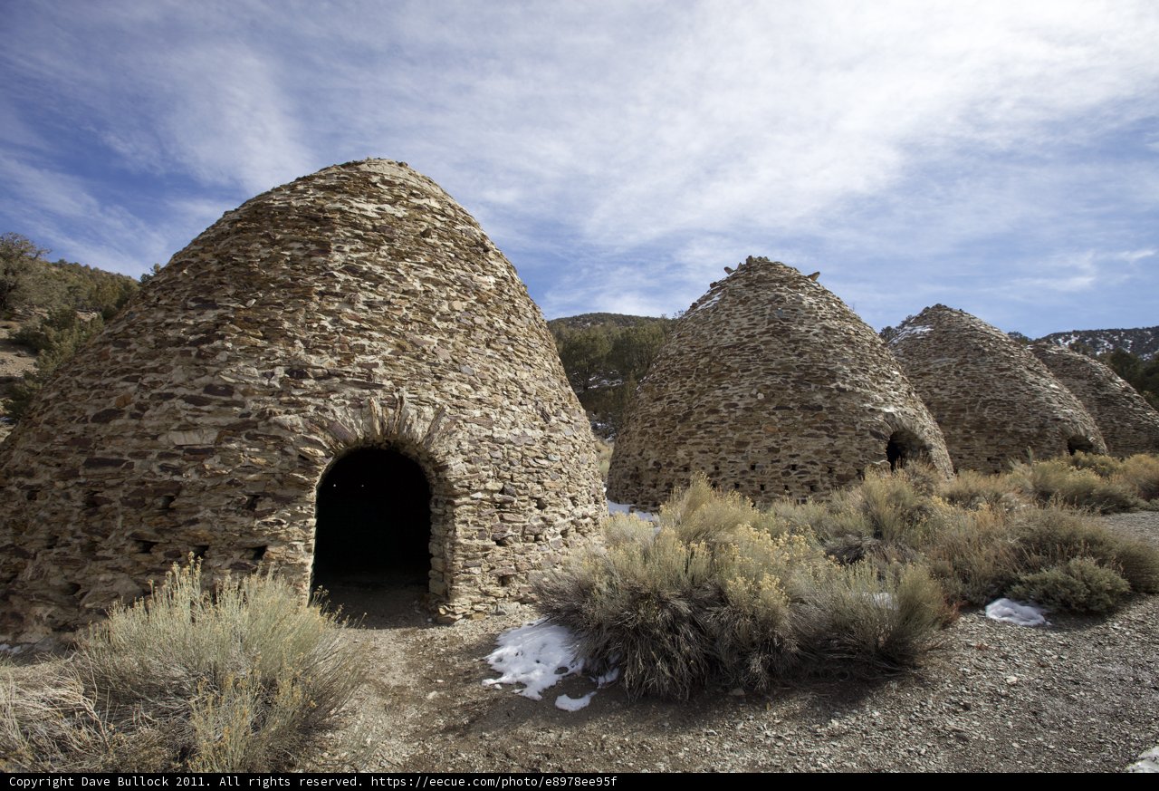Three Stone Buildings in the Desert