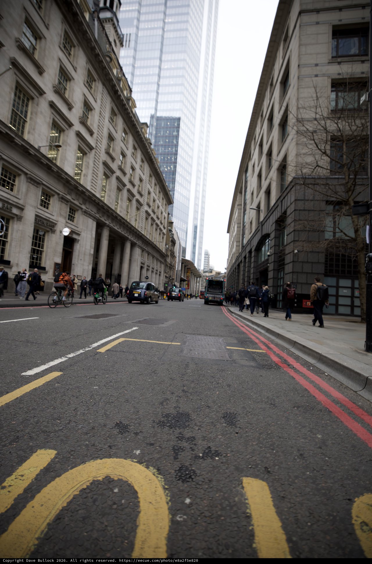 London City Street with Modern Skyscrapers Rising Above