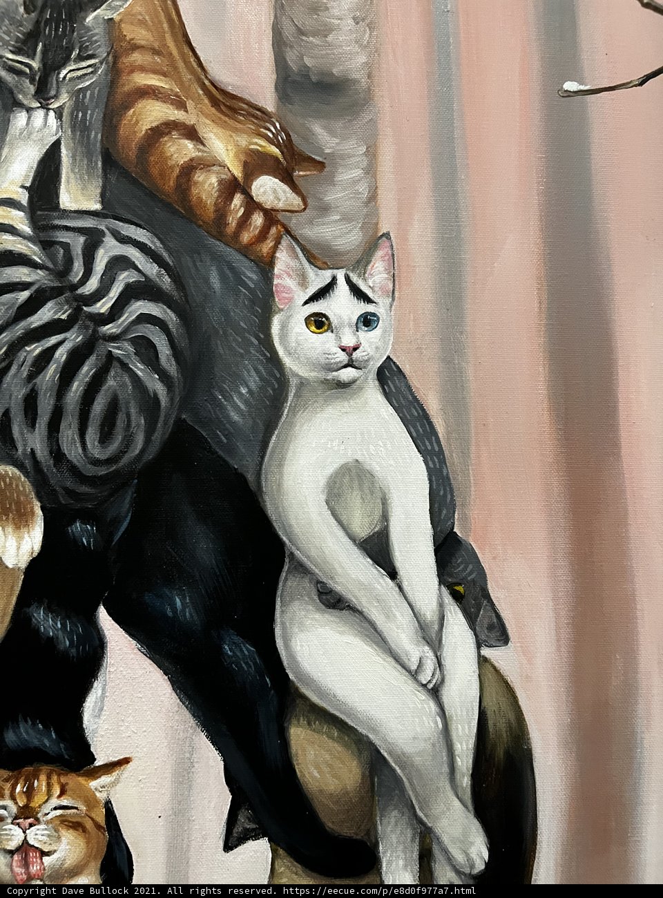 Feline Stack: A Modern Art Painting of Two Cats