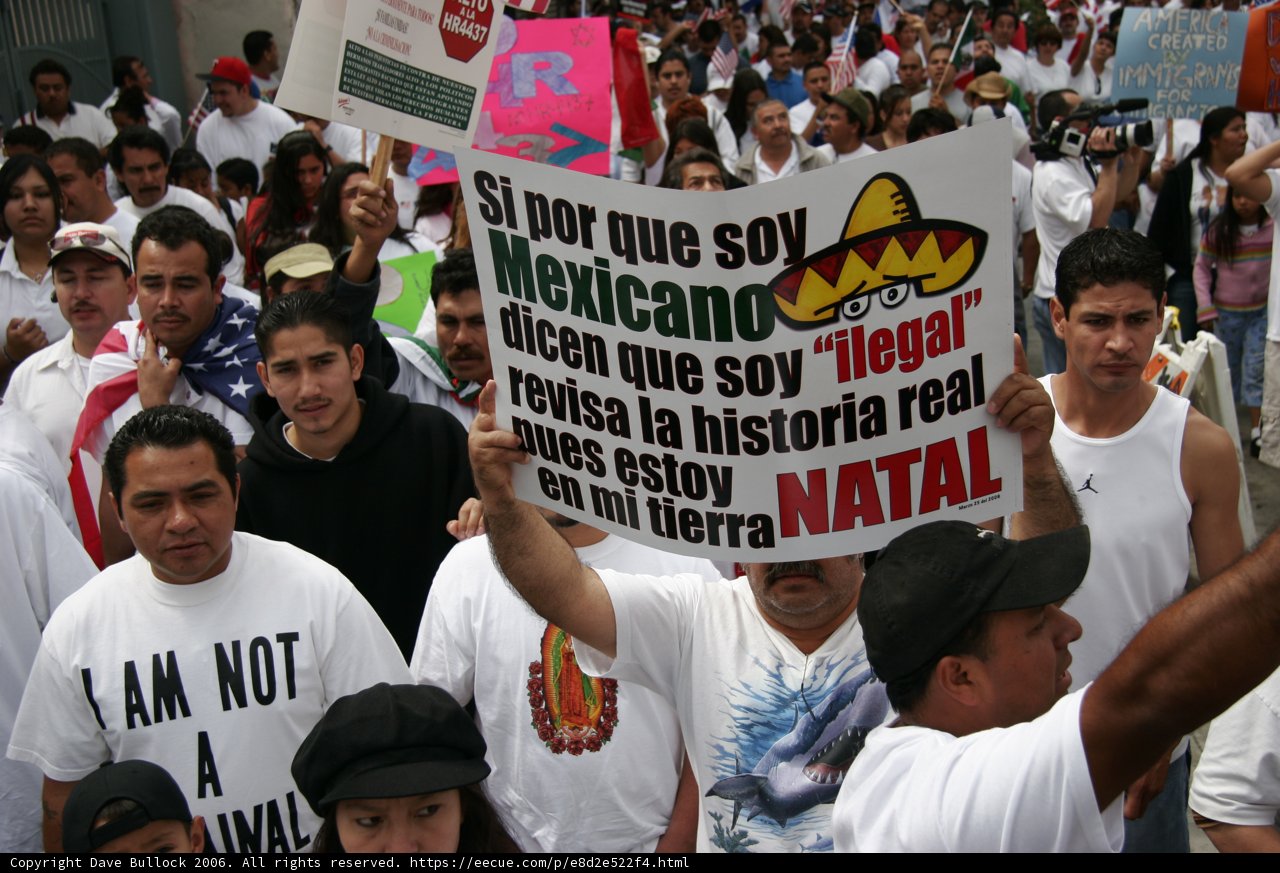 March protest with signs and banners