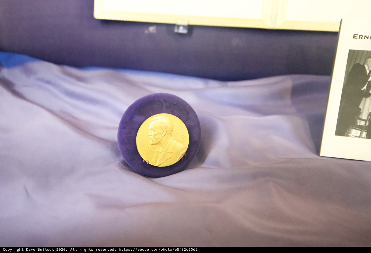 Nobel Prize Medal Display on Purple Velvet
