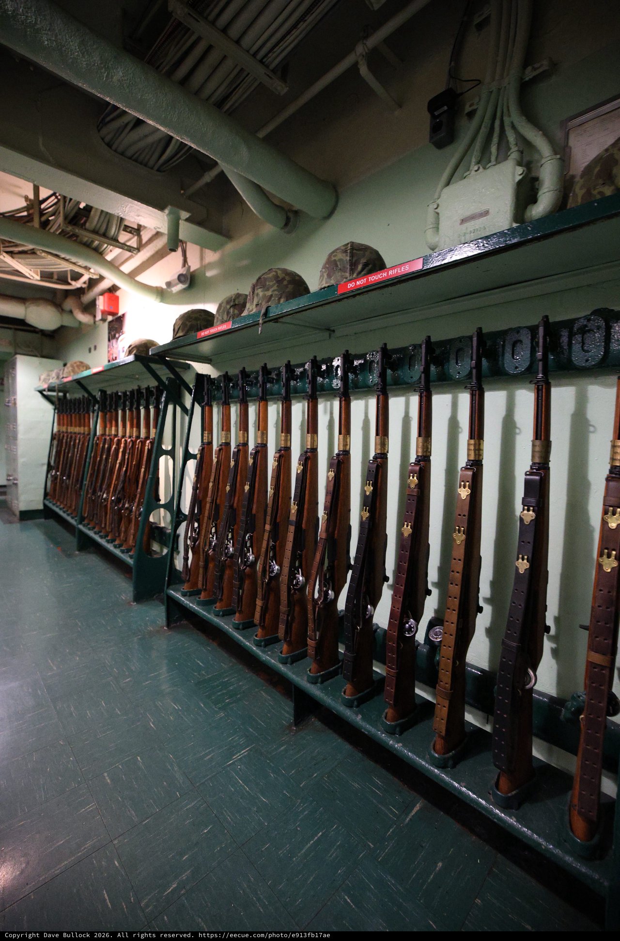 Historic Rifle Rack Aboard USS Hornet Aircraft Carrier