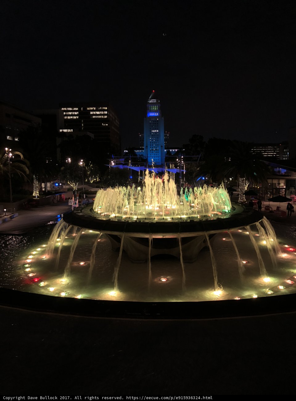 Illuminated Fountain at Night