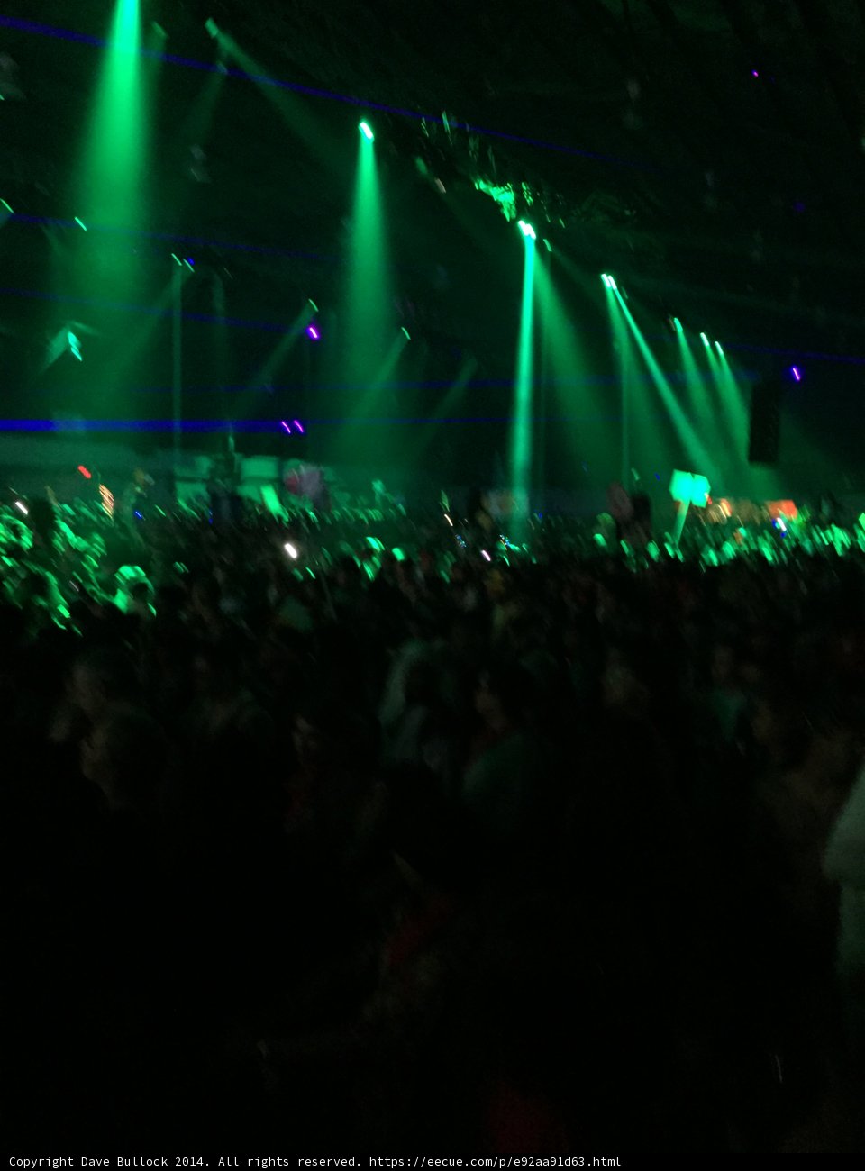 Green Spotlight on Euphoric Crowd at Rock Concert