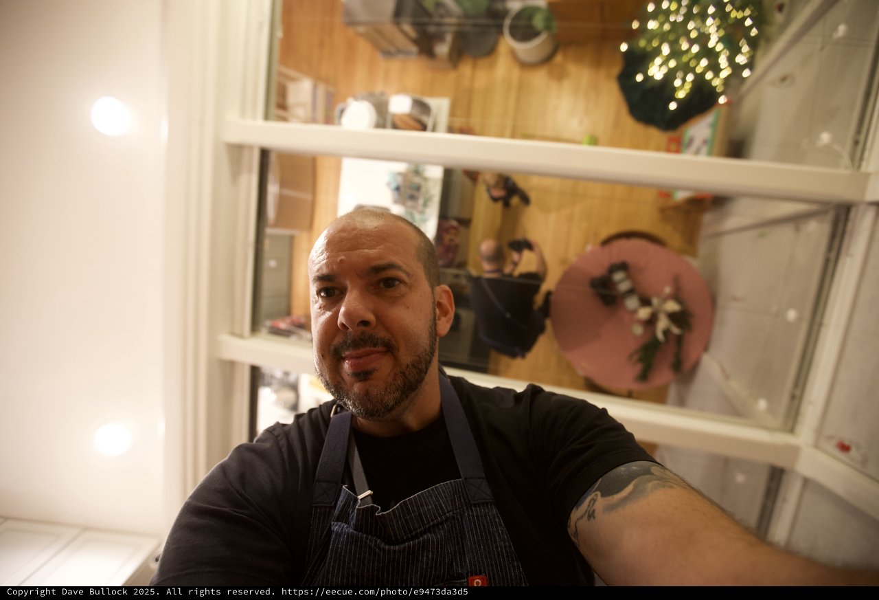 Chef's Christmas Morning Self-Portrait in Kitchen