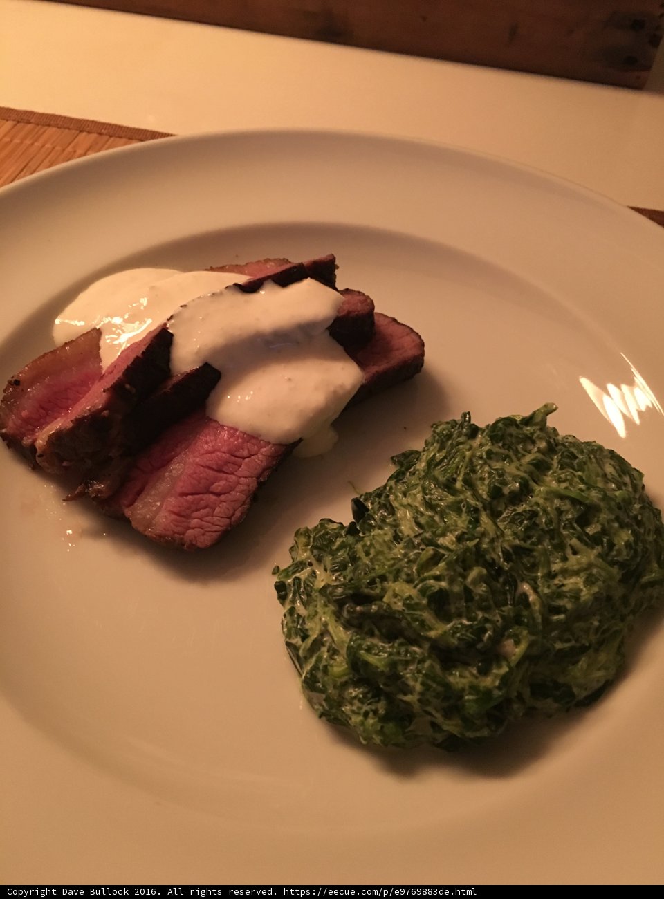 mouth-watering steak and spinach