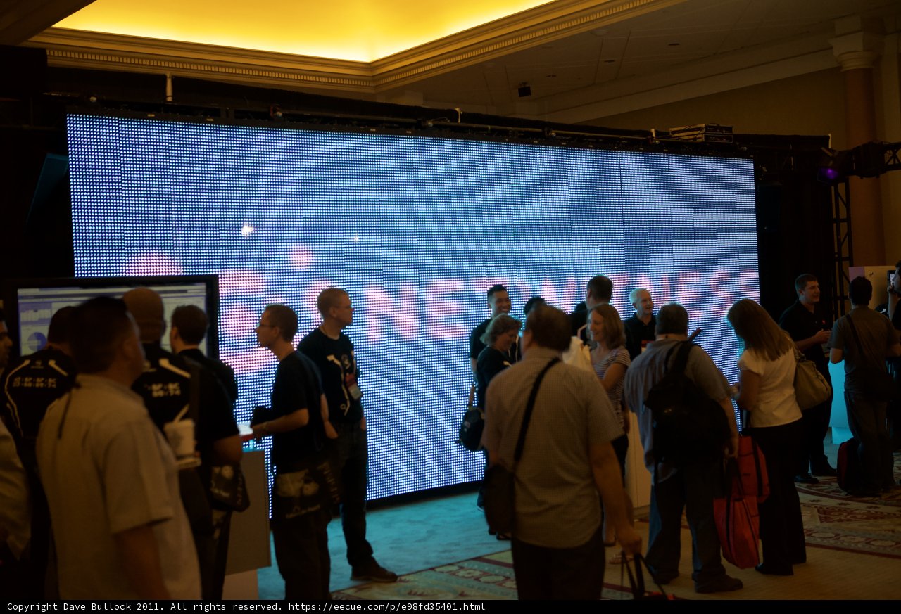 Group of People Gathered in Front of Large Electronics Screen