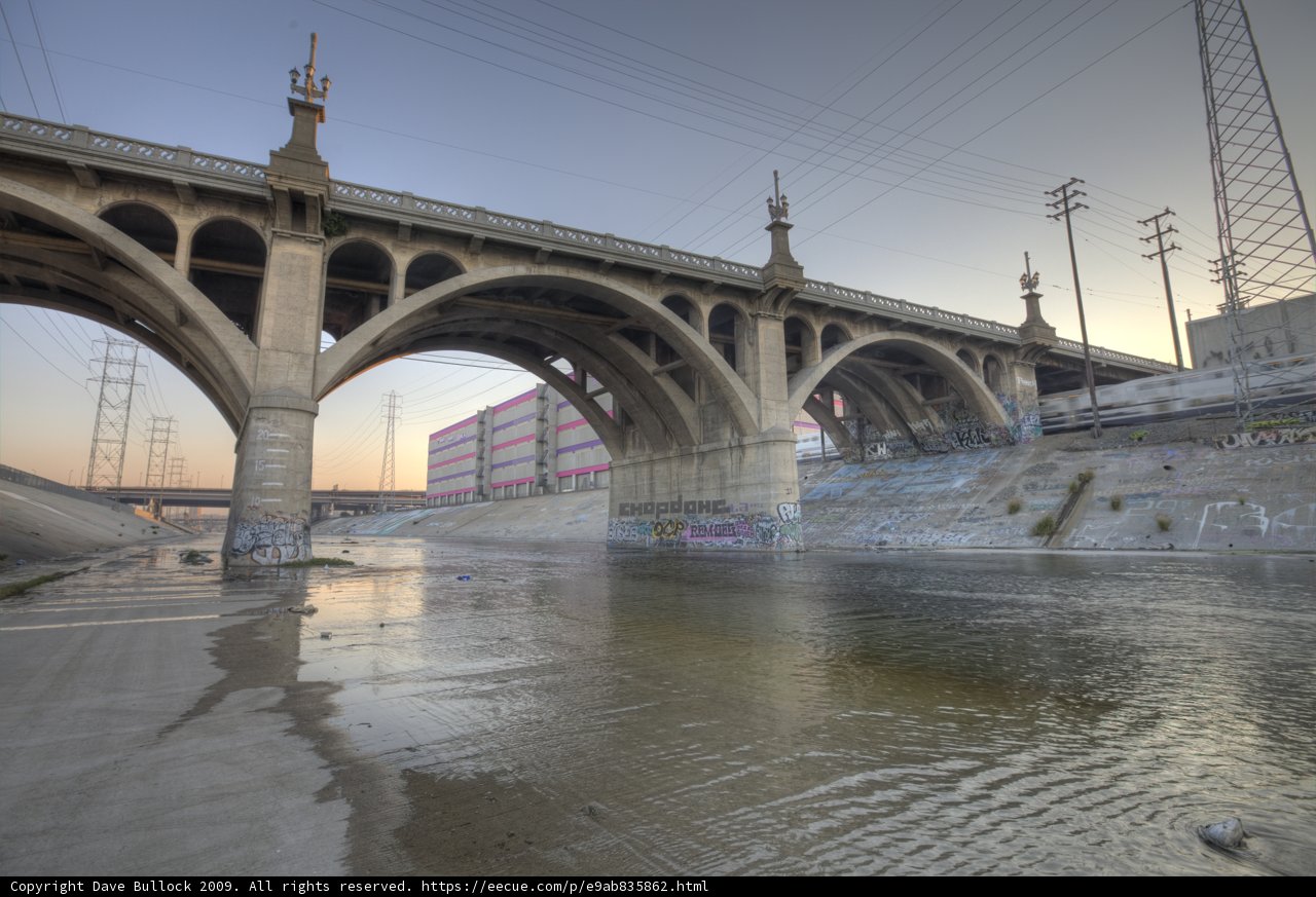 Colorful Graffiti on LA River Bridge