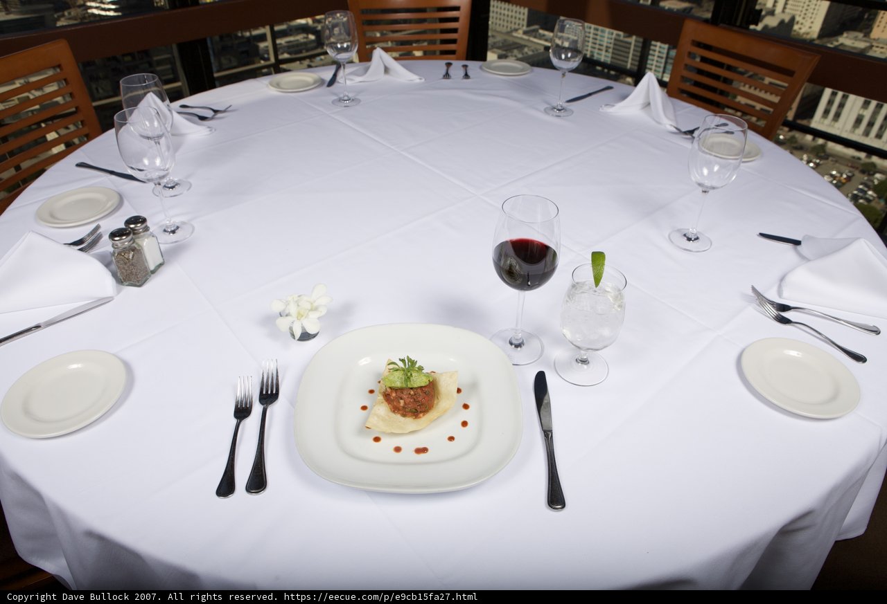 White Tablecloth at the Dining Table