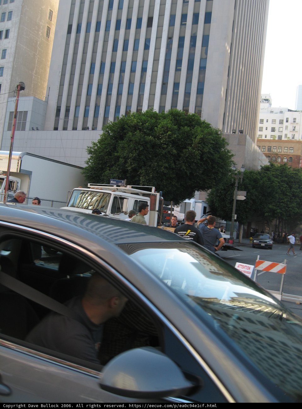 Car chased by fire truck in city