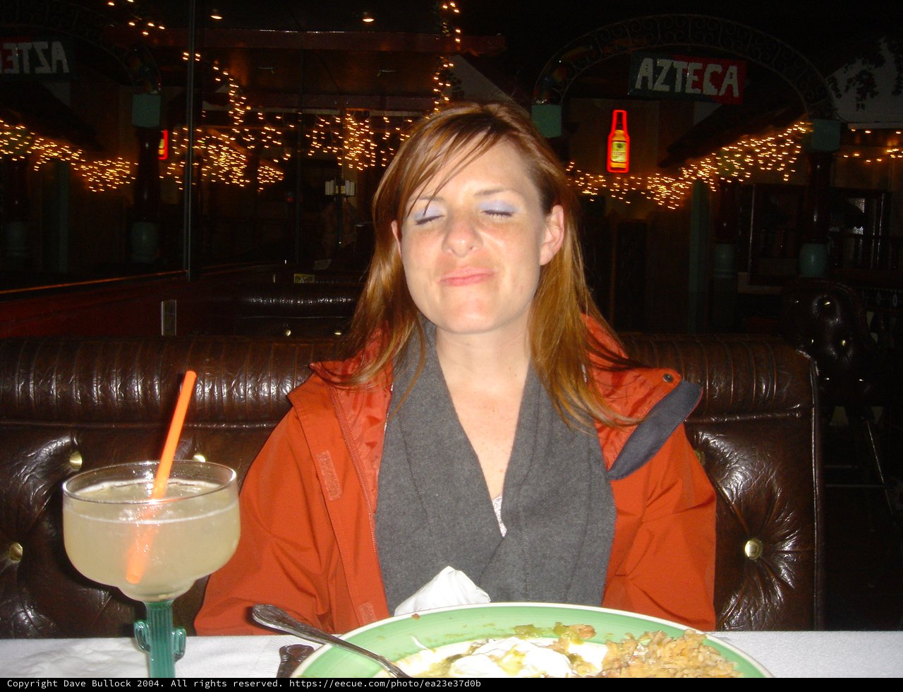 Woman Making Silly Face at Mexican Restaurant