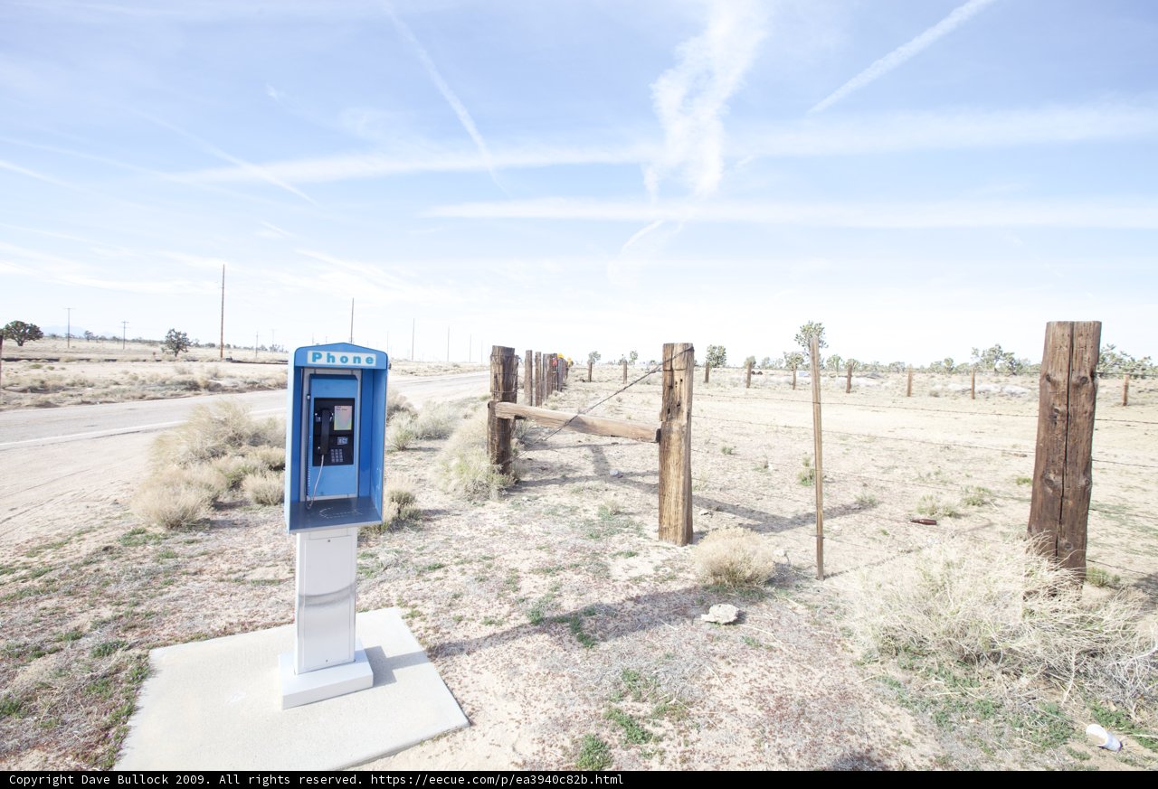 Lonely Blue Phone in the Wilderness