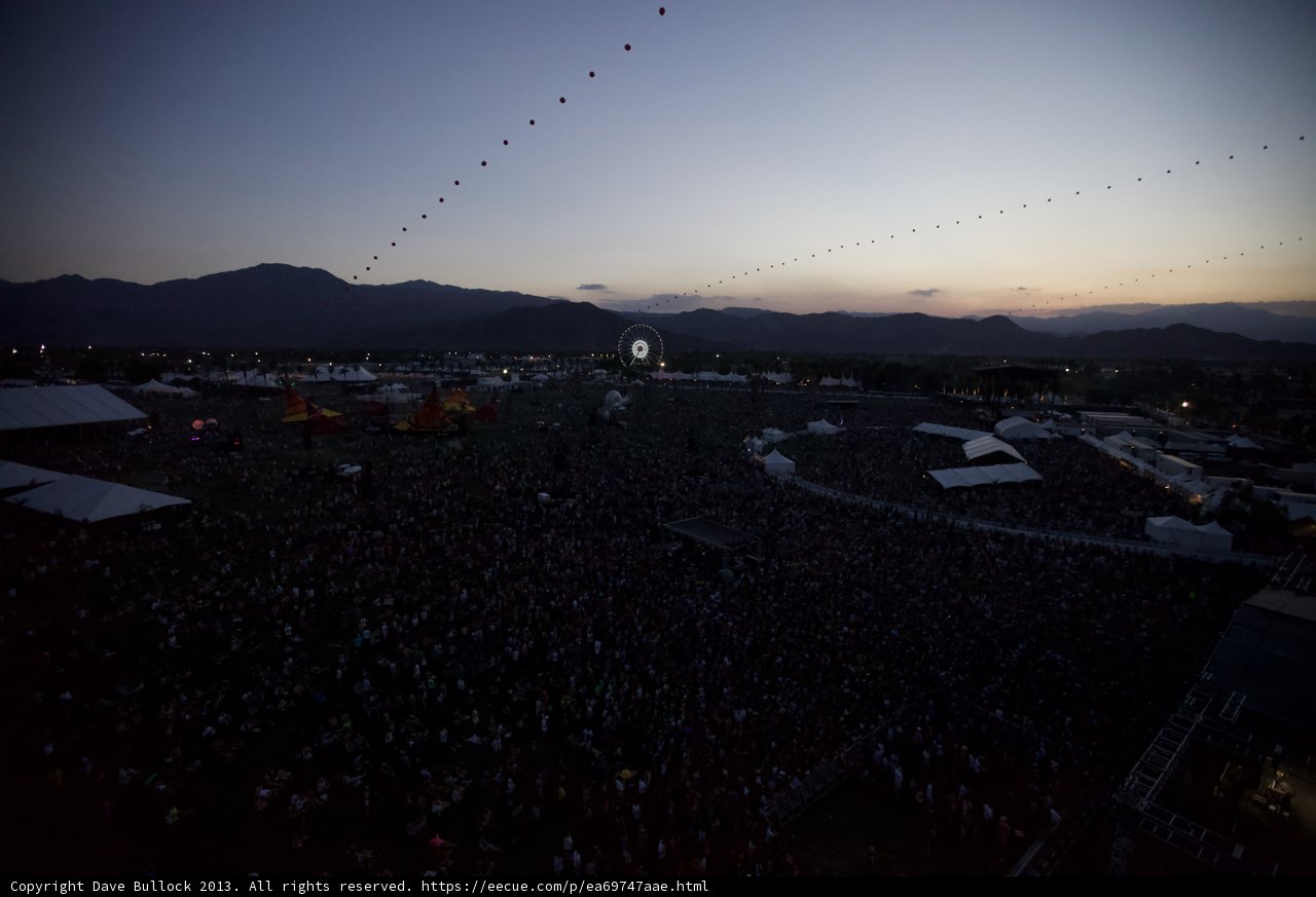 Coachella Crowd with Majestic Mountain Views