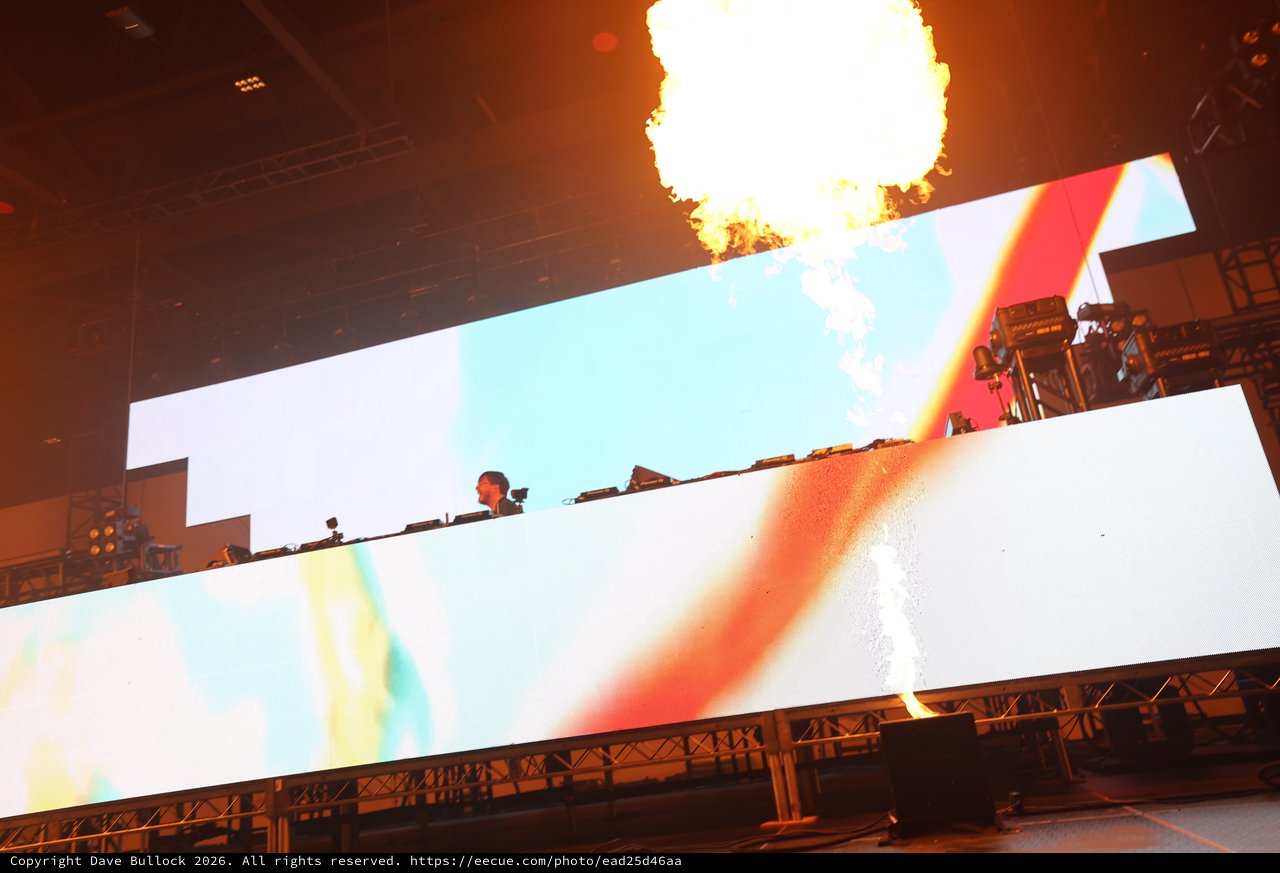 DJ Ignites Stage with Massive Pyrotechnic Fireball