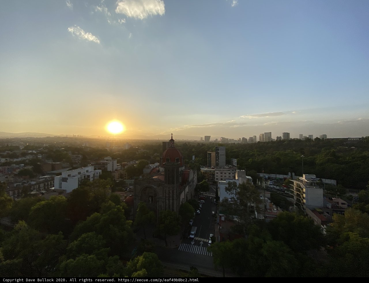 Cityscape bathed in sunset glory