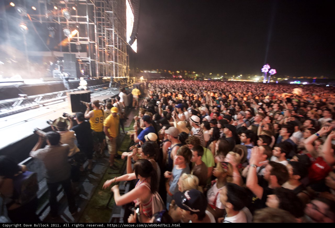 Nighttime Crowd at Coachella Music Festival