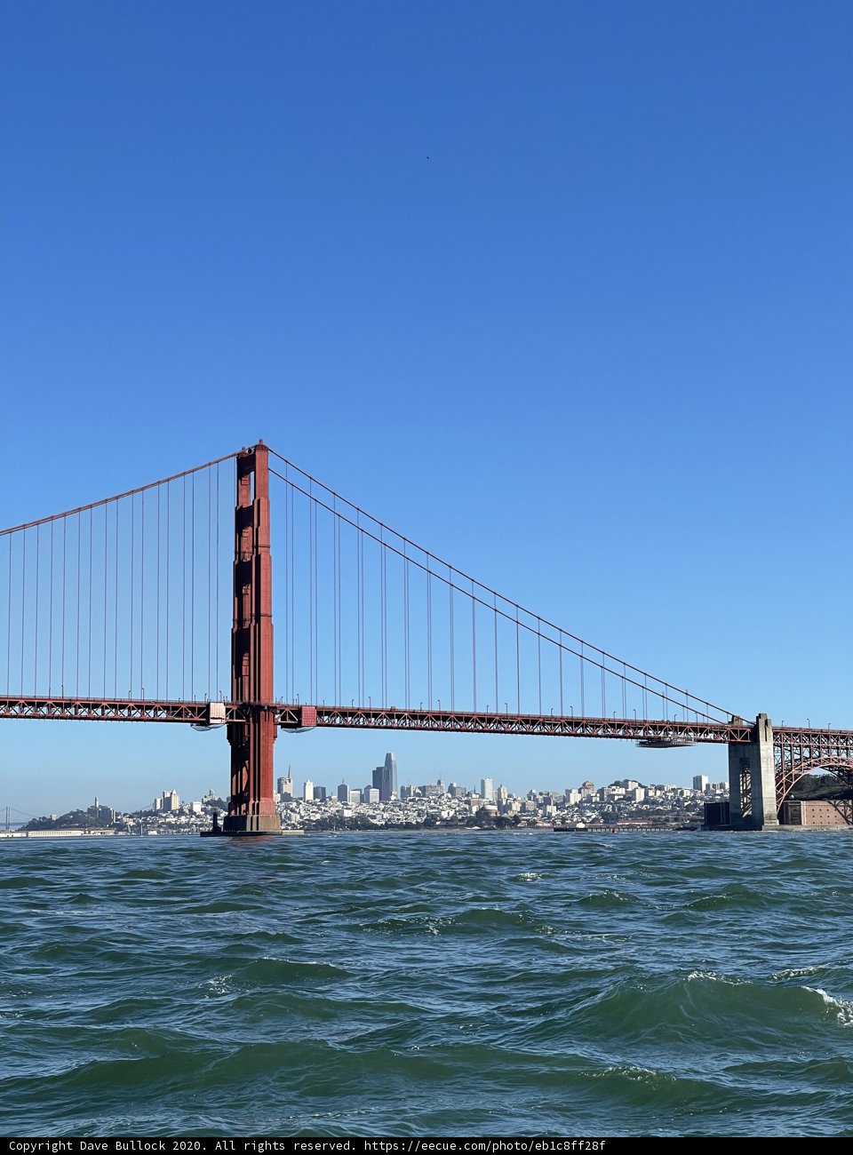Iconic Golden Gate Bridge against a Clear Blue Sky