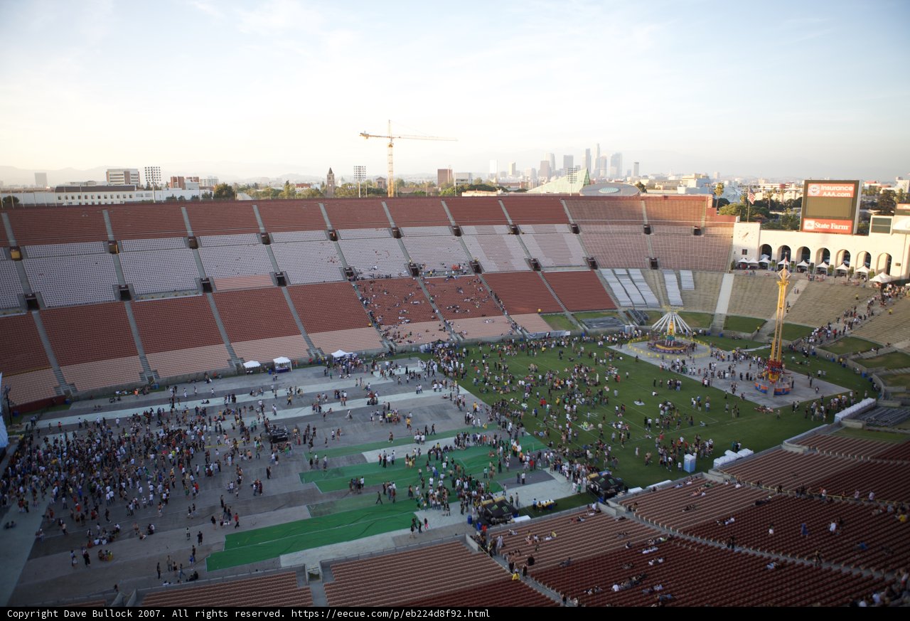 Aerial View of Crowded Stadium Under Construction