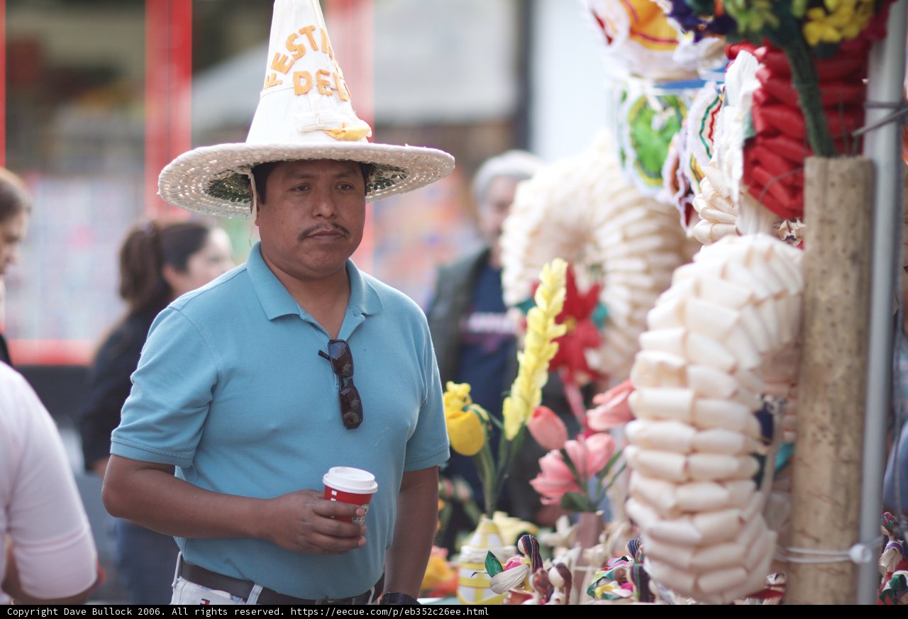 Stylish Man in Blue Shirt and Sun Hat