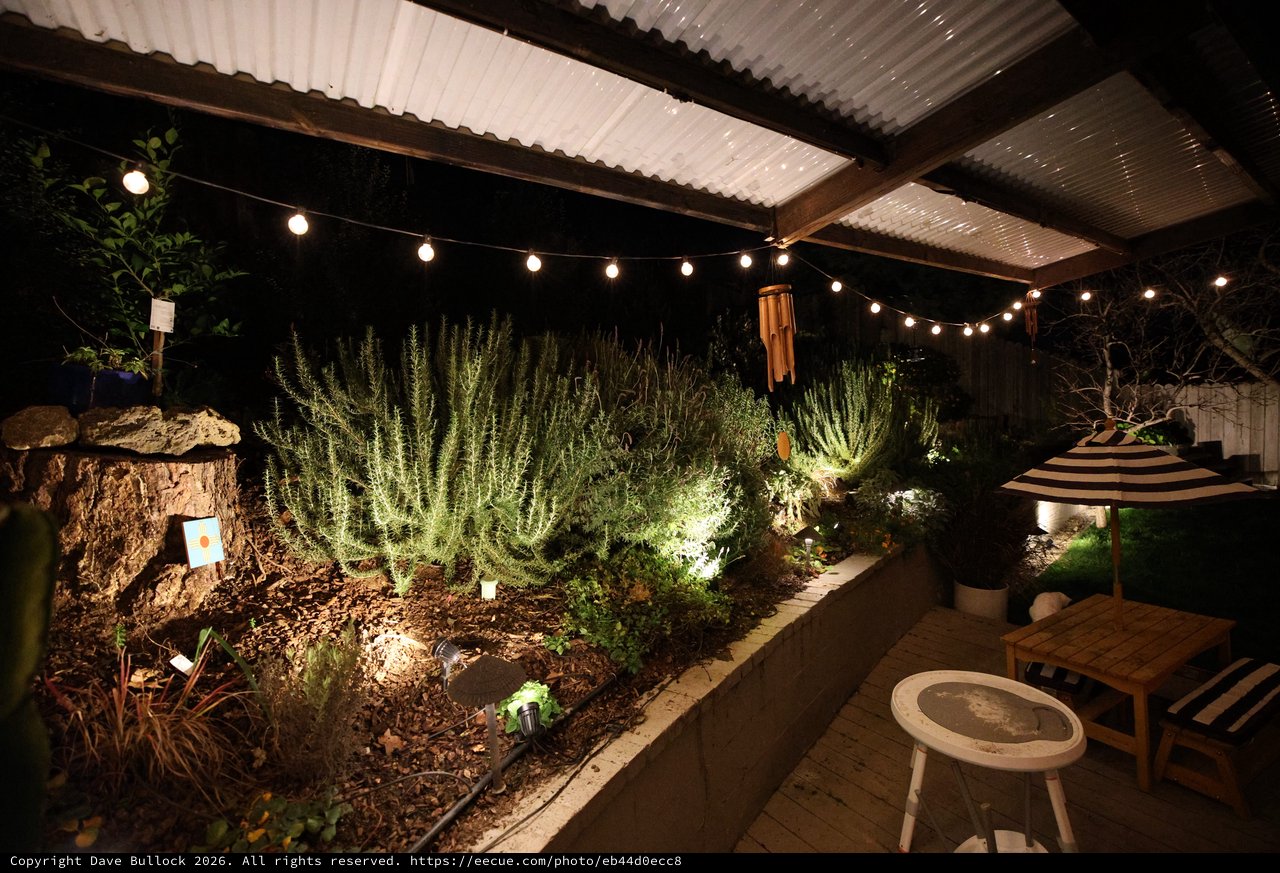 Cozy Illuminated Garden Patio at Night