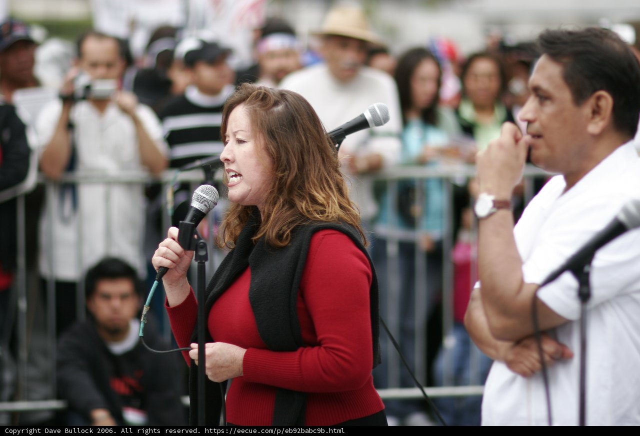 Red Shirted Protester Takes the Mic