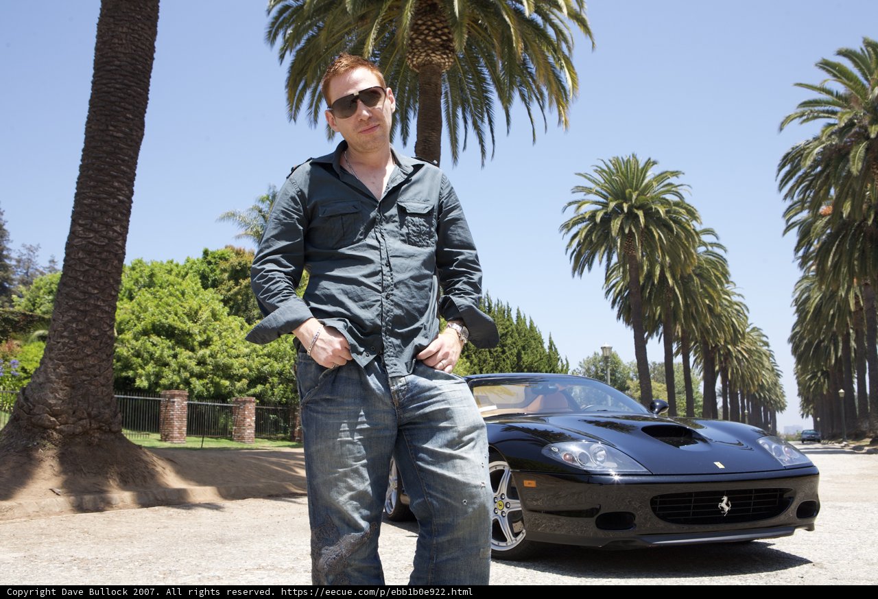 Stylish Man with Black Sports Car