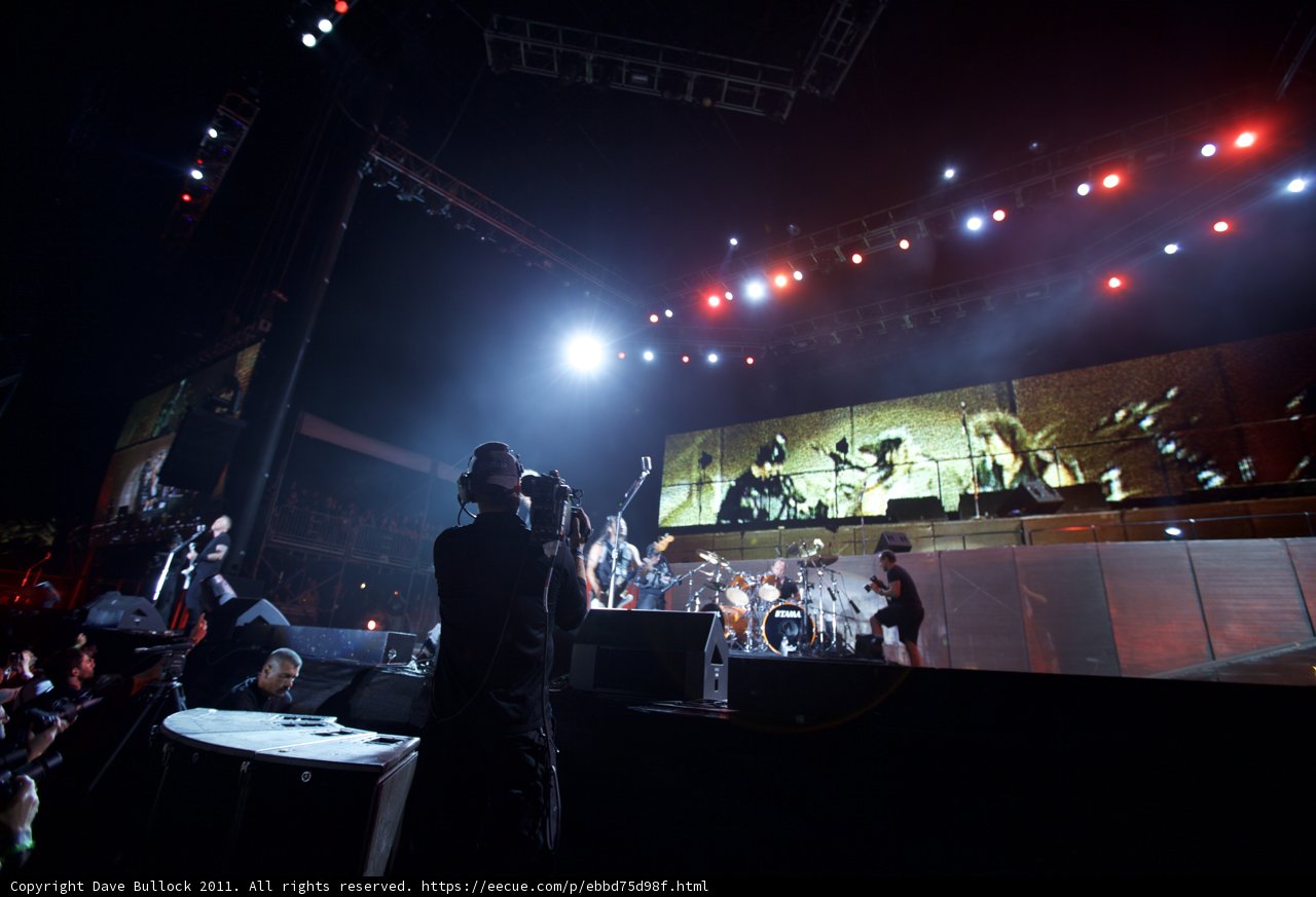 Man and Band Rock Out On Stage