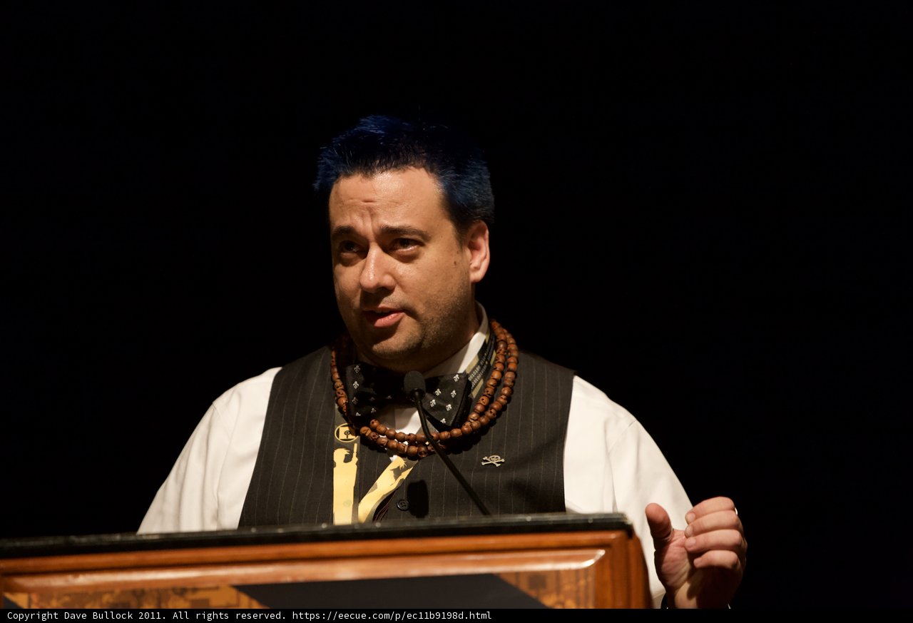 Blue-Haired Man Delivers Electrifying Speech