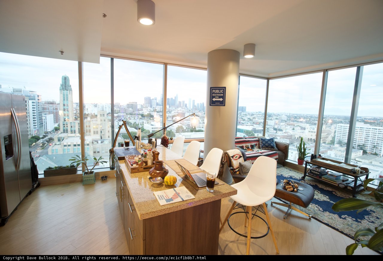 Cityscape views from the Penthouse kitchen