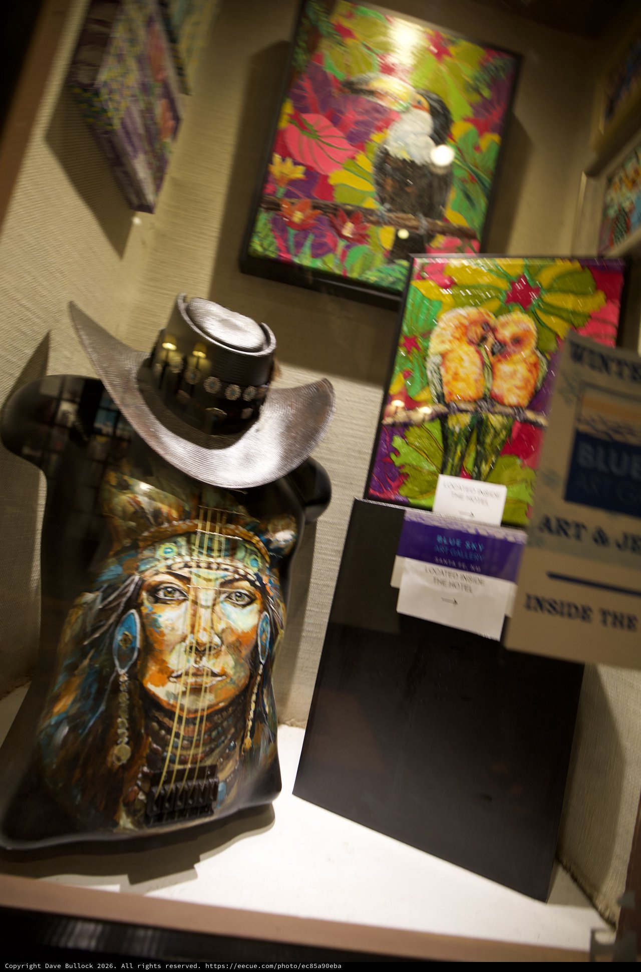 Artistic Display of Native American Inspired Sculptures and Paintings