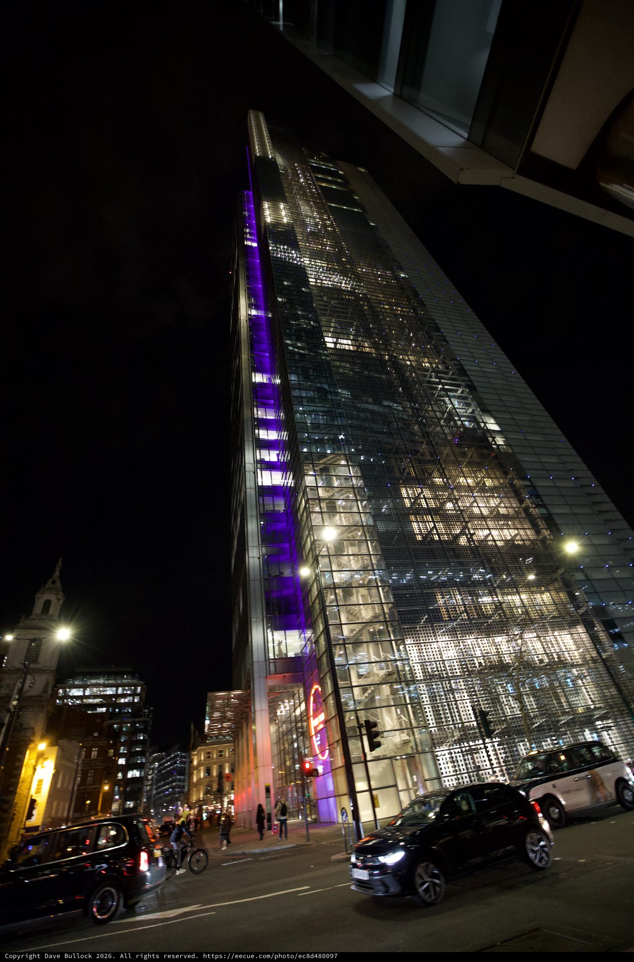 The Leadenhall Building Illuminated at Night in London