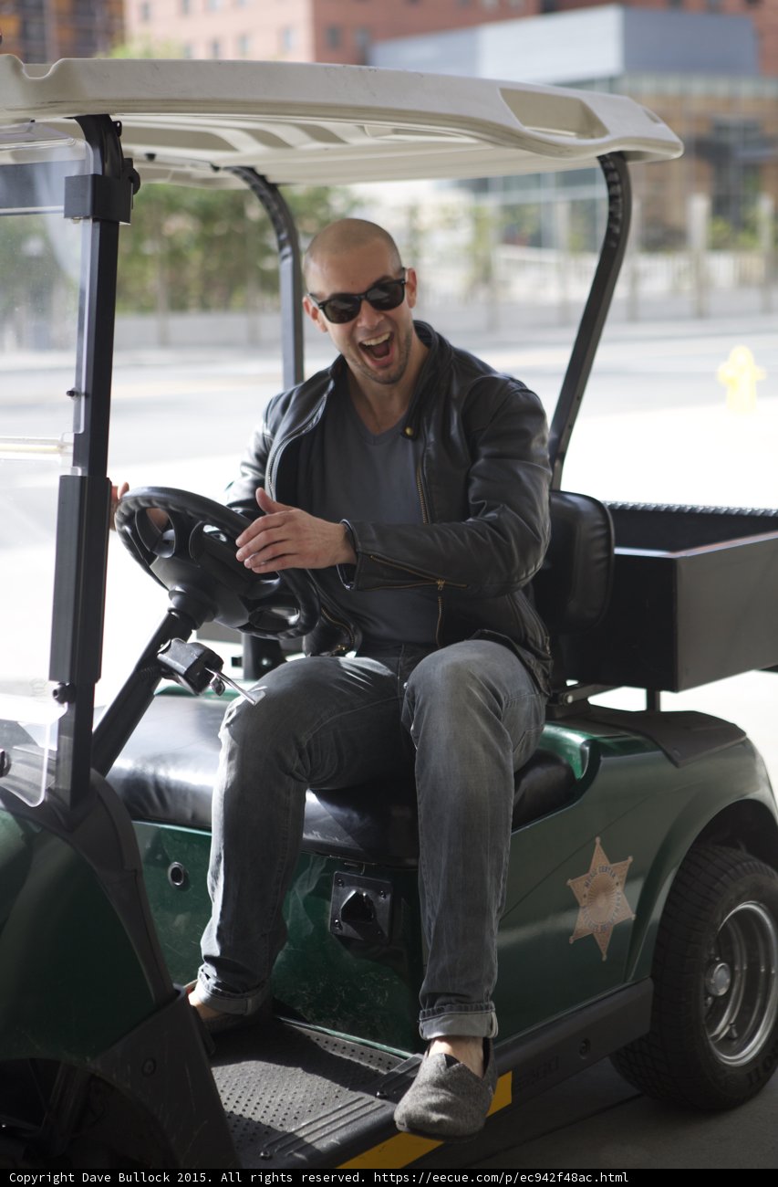Laughing in Golf Cart