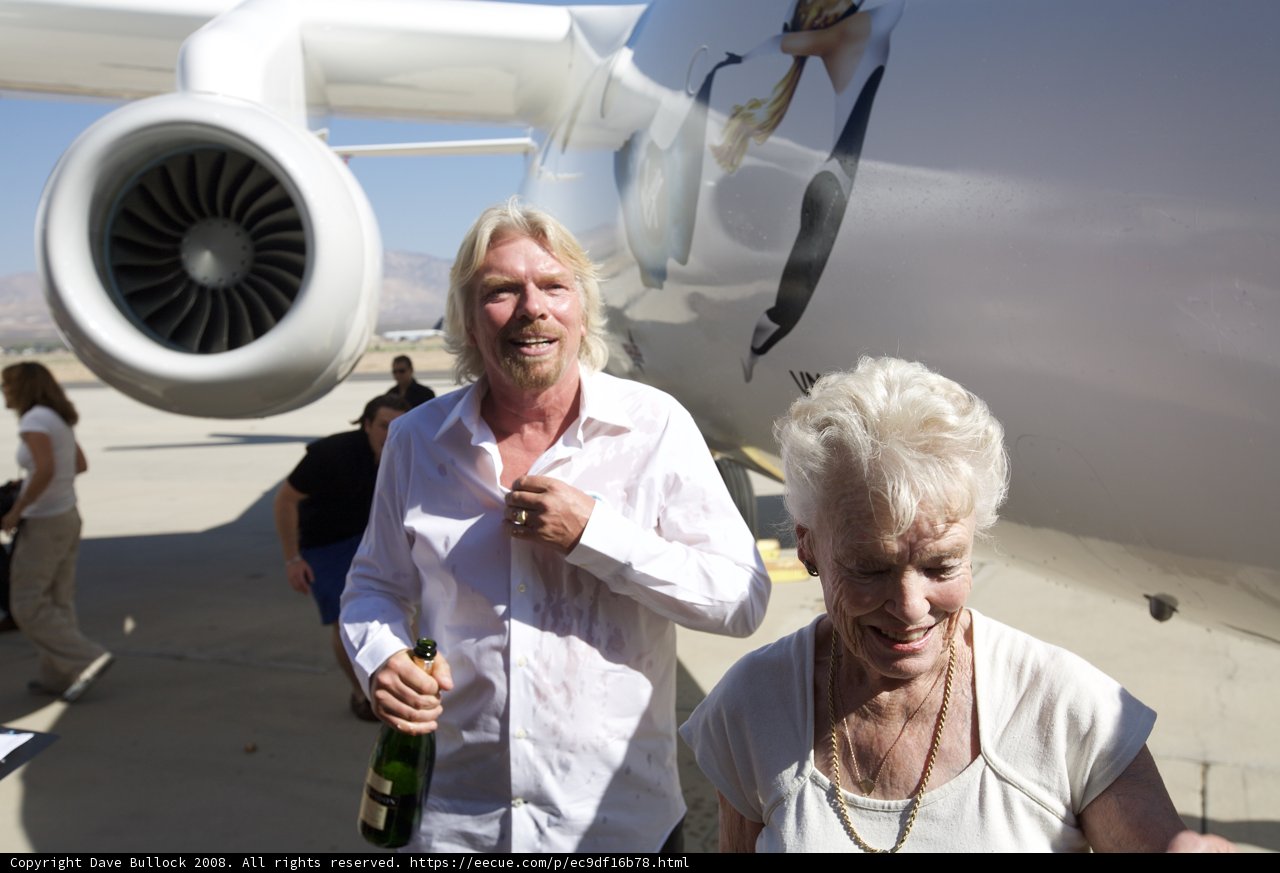 Richard Branson and Guests by the White Knight Two Aircraft